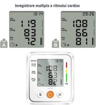 Tensiometru de Brat, WOWSTEP®, Masurare Tensiune Sistolica/Diastolica, Puls, Senzor de Mare Precizie, Manseta Reglabila 22-42 cm, Pentru 2 Utilizatori, Functie de Memorare, Portabil, Validat Clinic - Img 3