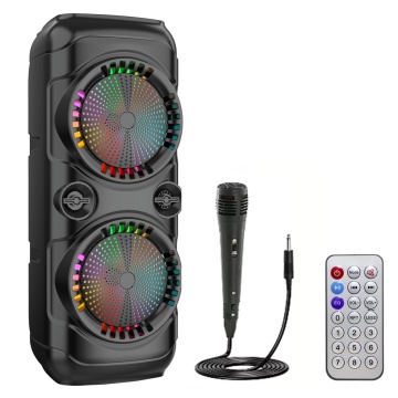 Boxa Portabila Tip Troler Runex®, Microfon, Telecomanda, Bluetooth, 30W, RGB, Auxiliar, Card SD, Radio FM, Difuzoare 8 Inch
