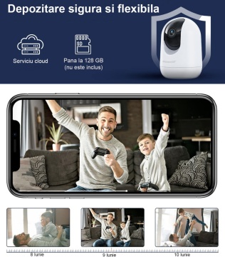 Camera de Supraveghere si Baby Monitor WowStep®, 3MP, Wi-Fi, 2K, Detectarea Miscarii, Audio Bidirectional, Unghi Captare 360° - Img 6