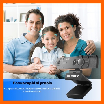 Camera Web RUNEX®, Model S700 PRO, 1440p, Auto-Focus, 2K, Expunere Automata, Trepied, Capac Intimitate - Img 5