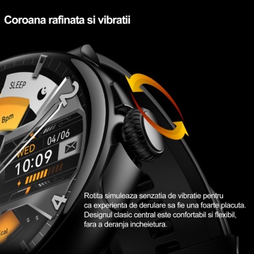 Ceas Smartwatch Fitness, WowStep®, Apeluri, Microfon, Difuzor, Notificari Sms/Social Media, Autonomie 7 Zile, Negru - Img 2