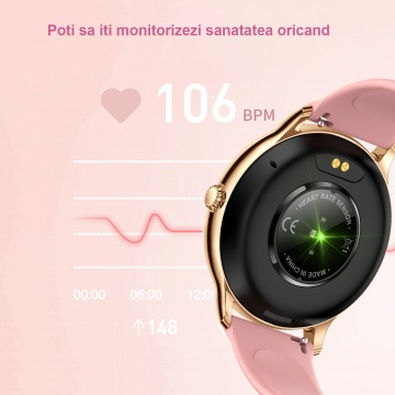 Ceas Smartwatch, model Z12 Pro, Apelare Bluetooth, Asistenta Vocala, Curea din Silicon, Roz - Img 8