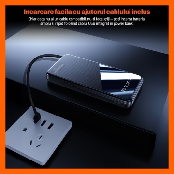Resigilat - Baterie Externa Runex®, Model PB910, 20.000mAh, Power Bank Portabil, Incarcare Rapida 22.5W, 4 Porturi, Display LED, Compatibil Apple, Samsung, Universal, Acumulator 4 Cabluri, Type-C, Lightning, Micro-USB, USB-A - Img 5