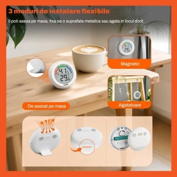 Resigilat - Termometru si Higrometru Digital de Camera Runex®, Ecran LCD 2 inch, Masurare Temperatura si Umiditate, Indicator Vizual de Confort, Actualizare la 10 Secunde, Comutare °C/°F, Indicator Baterie, Suport de Masa si Agatatoare, Pentru Camera - Img 6