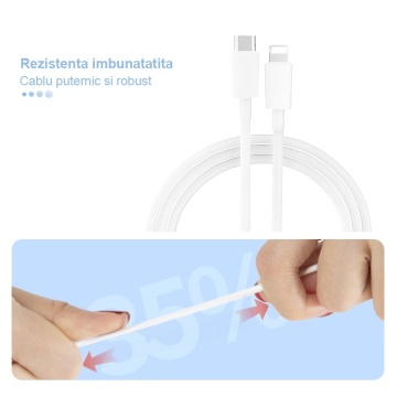 Set Incarcator WowStep® Cablu Type-C Lightning, 100 cm, Adaptor Retea Incarcare Rapida 20W, Gri - Img 7