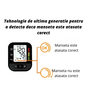 Tensiometru de brat, WowStep®, Masurare Tensiune Sistolica/Diastolica, Puls, Senzor de mare Precizie, Ecran LCD, Diagonala de 3.2 Inch, Manseta Reglabila, Portabil - Img 10