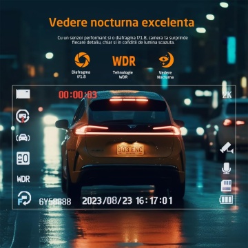 Camera Auto DVR, WowStep®, Model K-A3, 2K, Unghi de vizualizare de 170°, Night Vision,Card 64gb, Ventuza si Adeziv 3M, Diafragma f/1.8 - Img 5