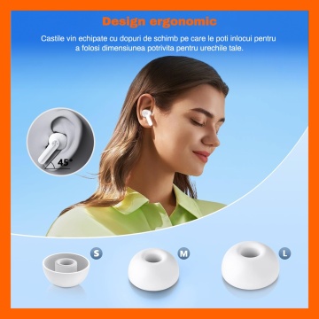 Casti Wireless Audio RUNEX®, Model Urban CX20, Afisaj LED, Control Tactil, Autonomie 40h, Alb - Img 6