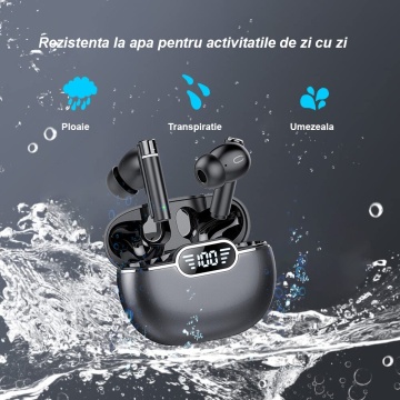 Casti Wireless, Bluetooth 5.3, Microfon, Control prin Atingere, Afisare LED, Incarcare Type-C, Autonomie 35h - Img 6