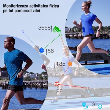 Ceas Smartwatch Fitness, WowStep®, Notificari, Monitorizare Activitati, Somn, Ritm Cardiac, Pedometru, Gold - Img 6