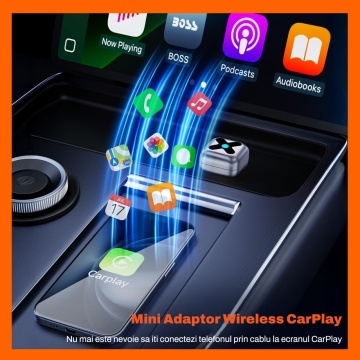 Resigilat - Adaptor Wireless CarPlay & Android Auto Runex®, pentru Masina, 5.8GHz, Bluetooth 5.4, Auto-Reconectare Rapida, Fara Latenta, Plug & Play, Compatibil iOS & Android, 1000+ Modele Auto, Siri/Google Assistant, Actualizari OTA, Negru - Img 3