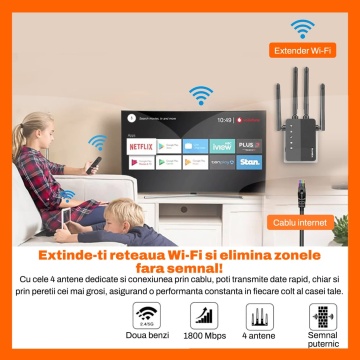 Resigilat - Amplificator Semnal Wireless RUNEX®, Extender Wi-Fi, 2.4GHz si 5Ghz, 200m, WAN si LAN - Img 5