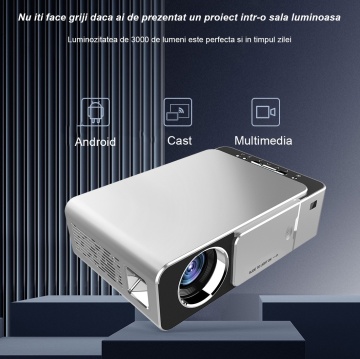 Resigilat - Videoproiector WowStep®, Android si Wi-Fi, Bluetooth, 3000 Lumeni, Rezolutie HD, HDMI, Mirroring pentru Android/IOS - Img 4