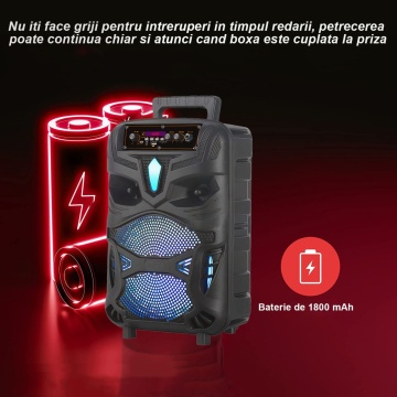 Boxa Portabila Bluetooth WowStep, Model NDR-P55, Maner Transport, Microfon Detasabil, Telecomanda - Img 6