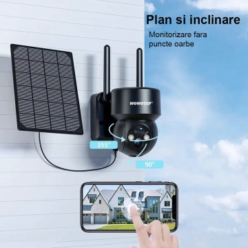 Camera de Supravegere WowStep®, Wi-Fi, 2K, Panou Solar, Detectare Umana, Unghi Captare 360°, Negru - Img 4
