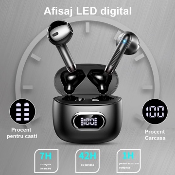 Casti Wireless WowStep®, Bluetooth, Control prin Atingere, Microfon Noise Cancelling, Afisare LED, Autonomie 42h - Img 4