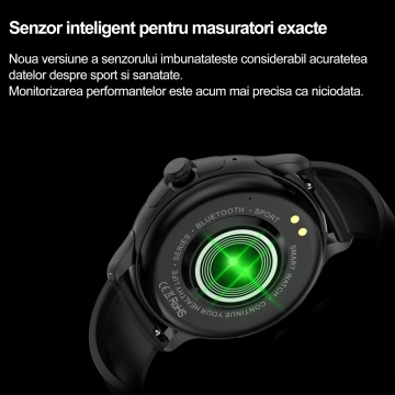 Ceas Smartwatch Fitness, WowStep®, Apeluri, Microfon, Difuzor, Notificari Sms/Social Media, Autonomie 7 Zile, Negru - Img 4