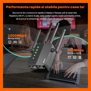 Resigilat - Amplificator Semnal Wireless RUNEX®, Extender Wi-Fi, 2.4GHz si 5Ghz, 200m, WAN si LAN - Img 2