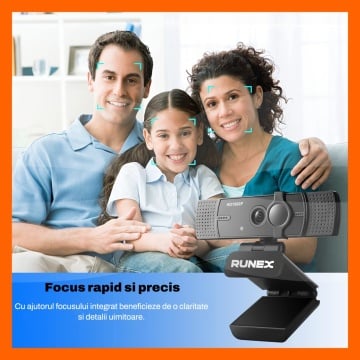 Resigilat - Camera Web RUNEX®, Model S700 PRO, 1440p, Auto-Focus, 2K, Expunere Automata, Trepied, Capac Intimitate - Img 5