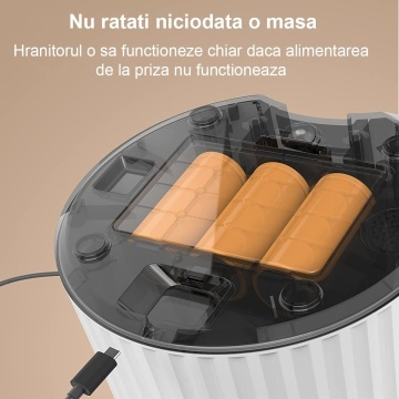 Resigilat - Hranitor Automat pentru Caini si Pisici, WowStep®, Inregistrare Voce, Capacitate Dispenser Mancare 4l, Functie Adapator, Programabil, 6 Mese Automate, Sursa Alimentare Duala, Alb - Img 5