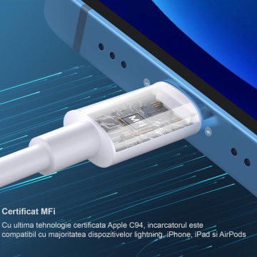 Resigilat - Set Incarcator WowStep® Cablu Type-C Lightning, 100 cm, Adaptor Retea Incarcare Rapida 20W, Gri - Img 2