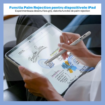 Resigilat - Stylus iPad Pen, Runex®, Compatibil cu Tablete Apple, 10 Capete de Rezerva, Afisaj Procentaj Baterie, Alb - Img 7