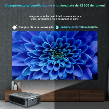 Resigilat - Videoproiector WowStep®, Android si Wi-Fi, Bluetooth, 12 000 Lumeni, Rezolutie FullHD, HDMI, Dolby Digital Audio, Mirroring pentru Android/IOS - Img 2