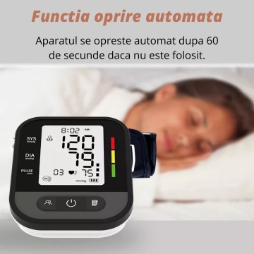 Tensiometru de brat, WowStep®, Masurare Tensiune Sistolica/Diastolica, Puls, Senzor de mare Precizie, Ecran LCD, Diagonala de 3.2 Inch, Manseta Reglabila, Portabil - Img 2