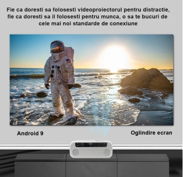 Videoproiector WowStep®, Android 9 si Wi-Fi 5G, Bluetooth, 7000 Lumeni, Rezolutie HD, HDMI, Mirroring pentru Android/IOS, Alb - Img 7