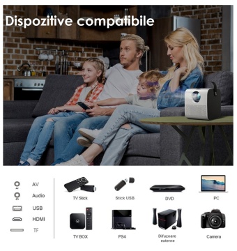 Videoproiector WowStep®, Model GSW200 Android si Wi-Fi, 4000 Lumeni, Rezolutie HD, Support 1080P, LED, HDMI, Telecomanda - Img 2
