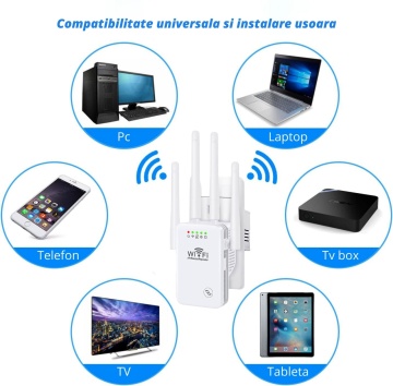 Amplificator Semnal Wireless, WowStep®, 4 Antene, Retea 2.4 Hz, 300 Mbps, Slot LAN, Alb - Img 6