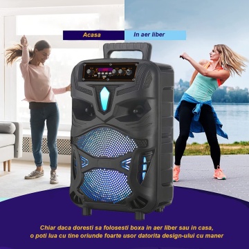 Boxa Portabila Bluetooth WowStep, Model NDR-P55, Maner Transport, Microfon Detasabil, Telecomanda - Img 7