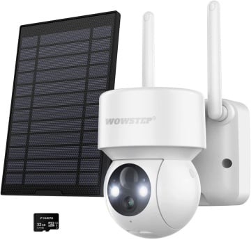 Camera de Supravegere WowStep®, Wi-Fi, 2K, Panou Solar, Detectare Umana, Unghi Captare 360°, Alb - Img 1