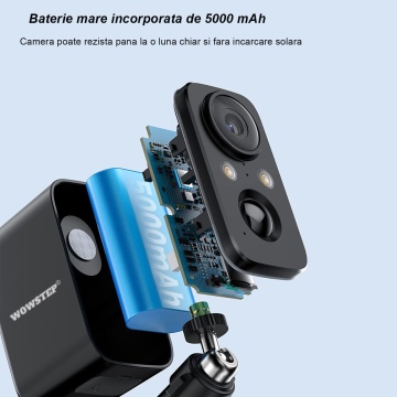 Camera de Supraveghere WowStep®, Wi-Fi 2Ghz, Panou Solar, Rezolutie Full HD, Detectarea Miscarii, Iluminare Nocturna, Card de Memorie 32 GB Inclus, Negru - Img 4