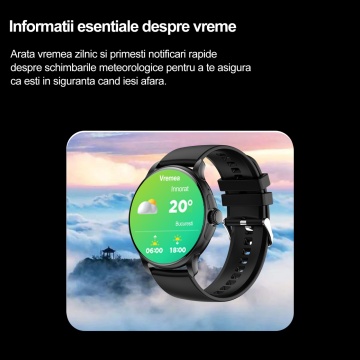 Ceas Smartwatch Fitness, WowStep®, Apeluri, Microfon, Difuzor, Notificari Sms/Social Media, Autonomie 7 Zile, Negru - Img 5