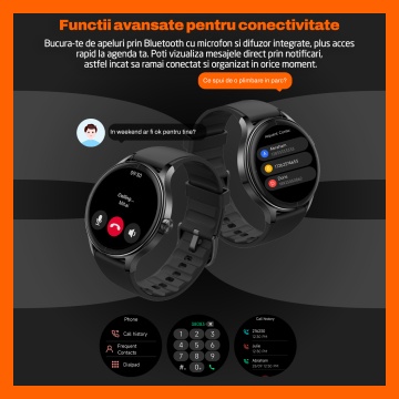 Ceas Smartwatch RUNEX® Active RX10, Ecran 1.27’’, Apeluri, Monitorizare Activitati Fizice, Autonomie 7 Zile, Negru - Img 3