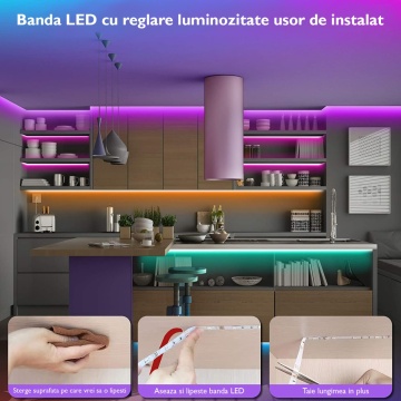 Kit Banda LED, WowStep® 15 Metri, 5050 RGB, Aplicatie Telefon, WI-FI, Senzor Sunet, Telecomanda, Multicolor - Img 7