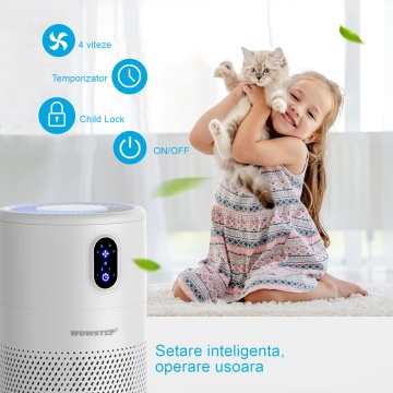 Purificator de aer WowStep®, Model B-D0L2, Filtru HEPA, Carbune Activ, Purifica 40 mp, Touch Screen, Alb - Img 5
