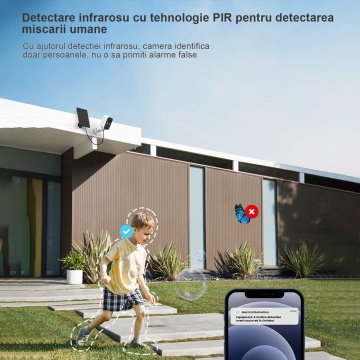 Resigilat - Camera de Supraveghere WowStep®, Wi-Fi 2Ghz, Panou Solar, Rezolutie Full HD, Detectarea Miscarii, Iluminare Nocturna, Card de Memorie 32 GB Inclus, Alb - Img 4