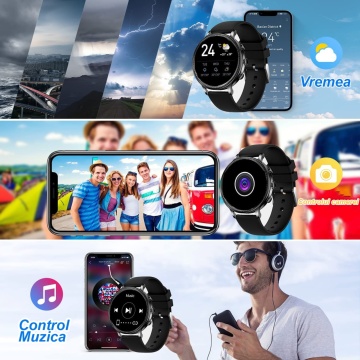 Resigilat - Ceas Smartwatch, Apelare Bluetooth, Asistenta Vocala, Curea Metalica din Silicon, Notificari Apeluri/Sms/Social Media, Monitorizare Activitati Fizice, Gold - Img 5