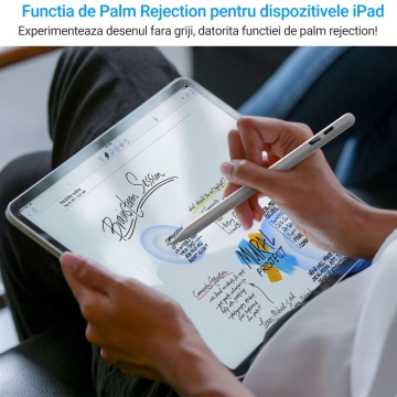 Stylus iPad Pen, WowStep®, Compatibil cu Tablete Apple, 10 Capete de Rezerva, Afisaj Procentaj Baterie, Alb - Img 7