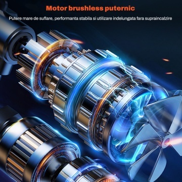 Suflanta Aer Comprimat Portabila Runex®, 7.4V, Forta Suflare 150G, Motor 115000 RPM, Putere 130W, Autonomie 15-48 Minute, Incarcare USB Type-C, Baterie 2500 mAh x 2, Motor Puternic, Zgomot Redus, Accesorii Incluse - Img 3