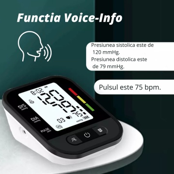 Tensiometru de brat, WowStep®, Masurare Tensiune Sistolica/Diastolica, Puls, Senzor de mare Precizie, Ecran LCD, Diagonala de 3.2 Inch, Manseta Reglabila, Portabil - Img 3