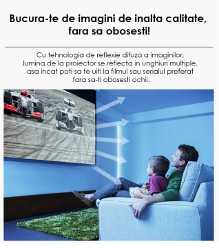 Videoproiector WowStep®, Model GSW200 Android si Wi-Fi, 4000 Lumeni, Rezolutie HD, Support 1080P, LED, HDMI, Telecomanda - Img 3