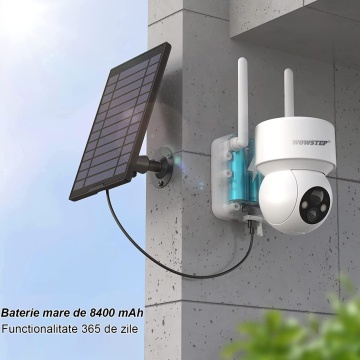 Camera de Supravegere WowStep®, Wi-Fi, 2K, Panou Solar, Detectare Umana, Unghi Captare 360°, Alb - Img 2
