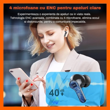 Casti Wireless Audio RUNEX®, Model Urban CX30, Autonomie 40h, Negru - Img 2