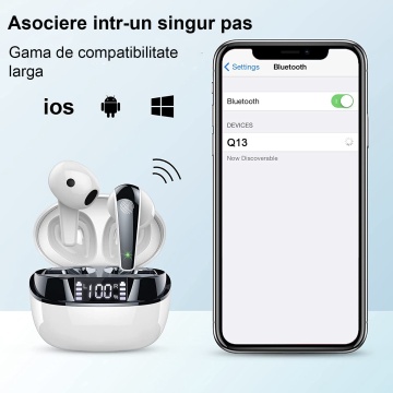 Casti Wireless, Bluetooth 5.3, Microfon, Control prin Atingere, Afisare LED, Autonomie 35h - Img 5