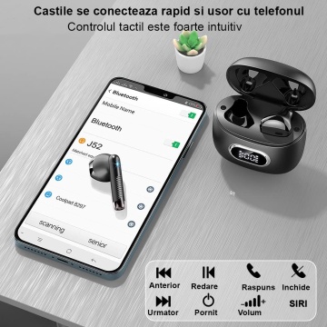 Casti Wireless WowStep®, Bluetooth, Control prin Atingere, Microfon Noise Cancelling, Afisare LED, Autonomie 42h - Img 6