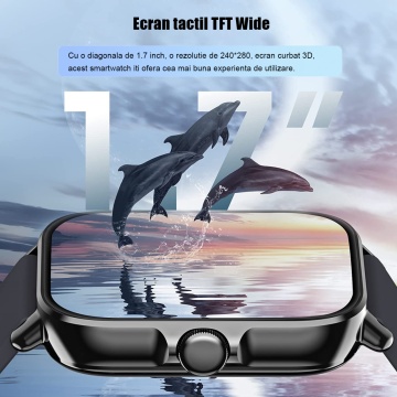 Ceas Smartwatch Fitness, WowStep®, Notificari, Monitorizare Activitati, Somn, Ritm Cardiac, Pedometru, Negru - Img 4