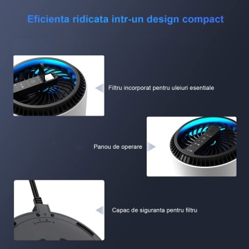 Purificator de aer WowStep®, Model DH-JH01, Filtru HEPA, Difuzor Arome, Lumina Ambientala, 20 mp, Alb - Img 8